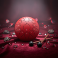 Ruby Red Ethereal Gemstones & Crystals steel tongue drum, 10-inch 13-note Key of C, precious-stone scene on velvet