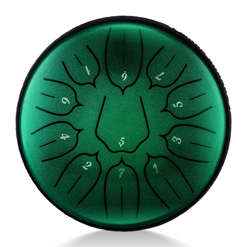 Emerald Green Ethereal steel tongue drum, 12-inch 13-note Key of C, Damascus Sea exclusive one-of-one