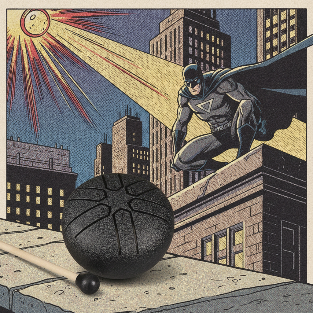 Black Ethereal Super Hero mini steel tongue drum, 3-inch 6-note Key of C