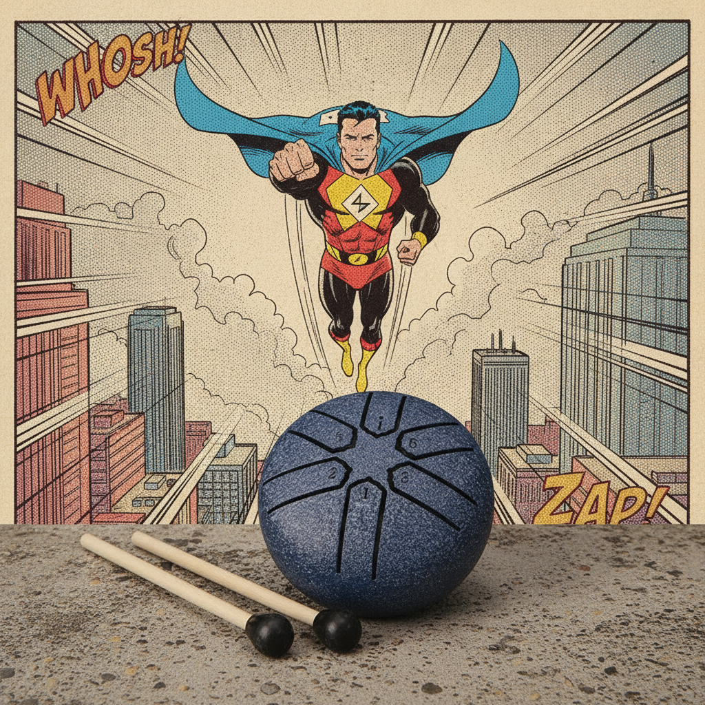 Navy Blue Ethereal Super Hero mini steel tongue drum, 3-inch 6-note Key of C