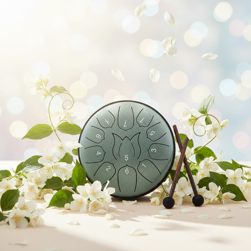 Jade Ethereal Love Me Love Me Not steel tongue drum, 6-inch 11-note Key of C, with jasmine