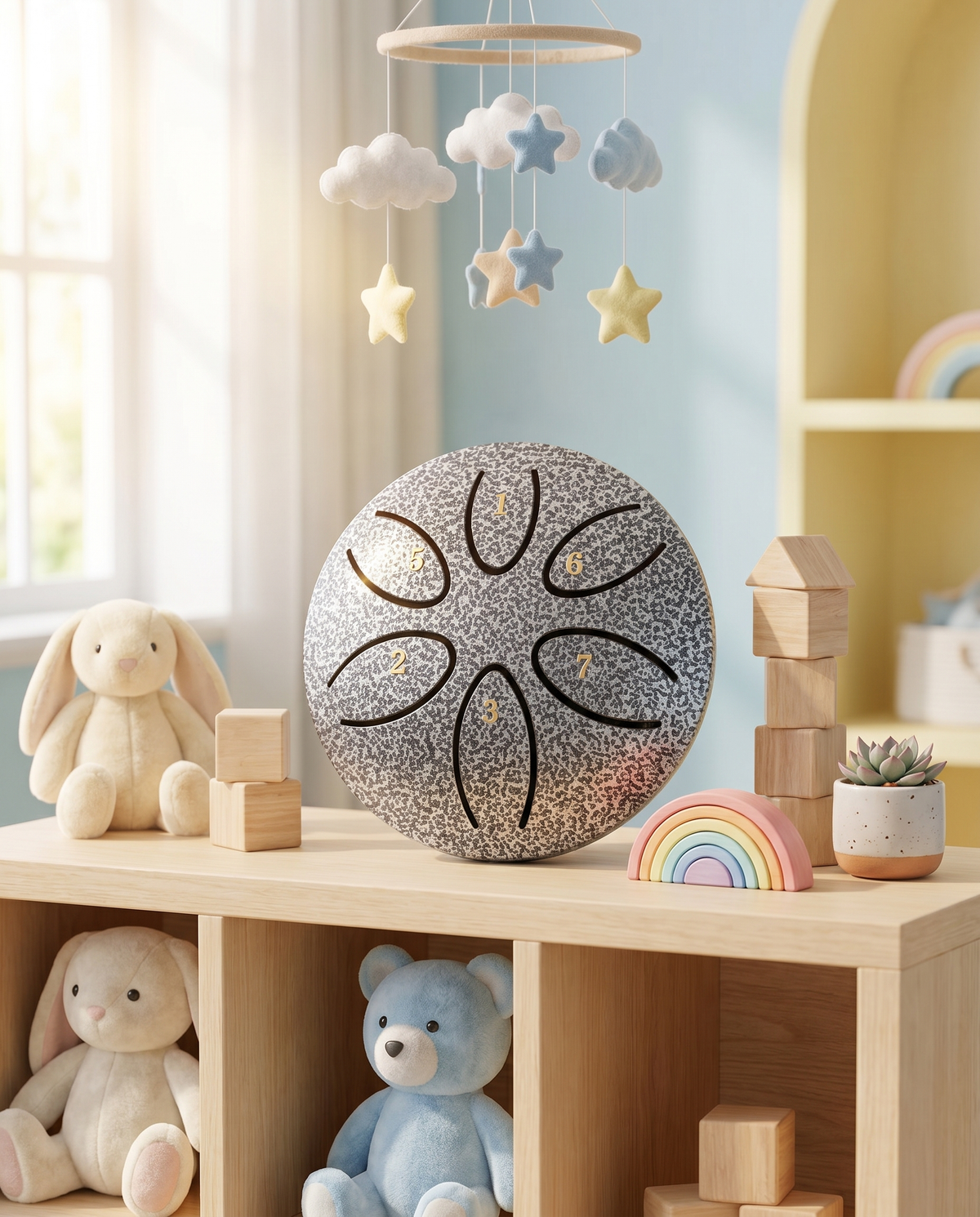 Bright Beginnings — Ethereal Mini Steel Tongue Drum — Handcrafted Worship & Wellness Drum (3-Inch · Key of C · 6-Note)